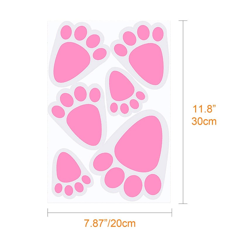 TUPARKA 6 Sheet 36 Pcs Easter Bunny Feet Home Floor Bunny Clings Decals Stickers for Easter Easter Party Game Decorations, Mixed Size
