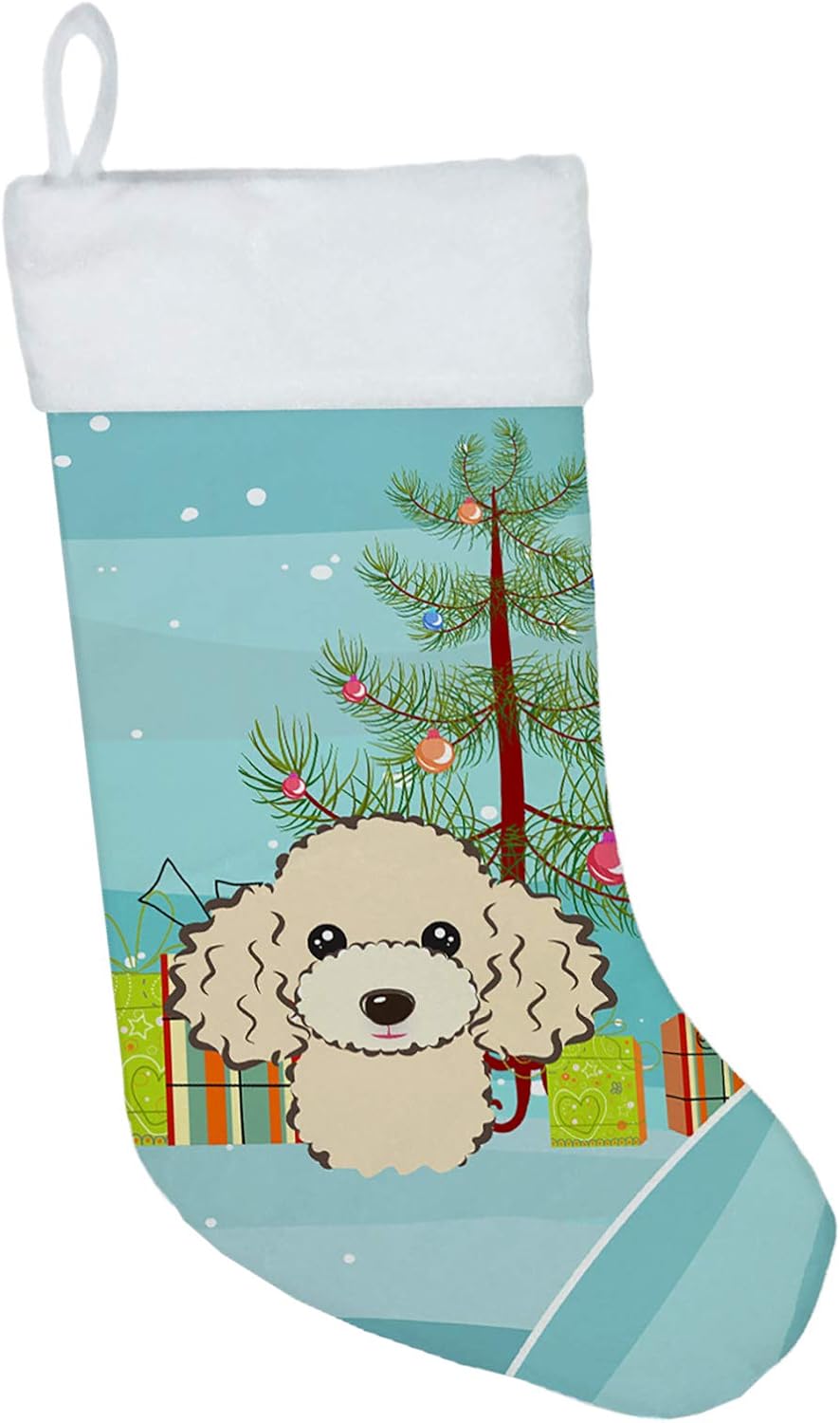 Shih Tzu Christmas Stocking - Chocolate Brown Dog Holiday Decor for Fireplace