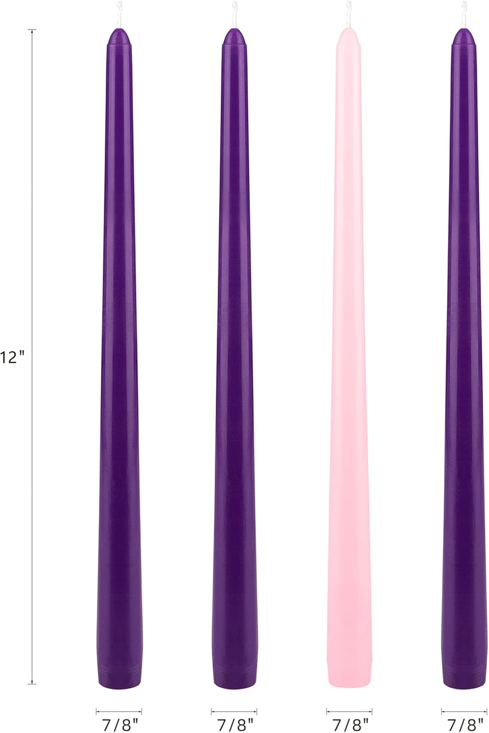 12-Inch Unscented Advent Candles Set - Hand-Poured Premium Wax Taper Candles for Christmas, Events & Gifts (4 pcs)