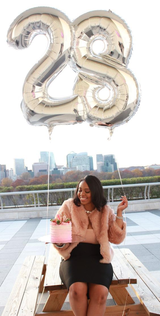 Silver Number 8 Balloon 40 Inch, 8th Birthday Party Decorations for Children, Giant 8 Foil Balloon for Party Supplies
