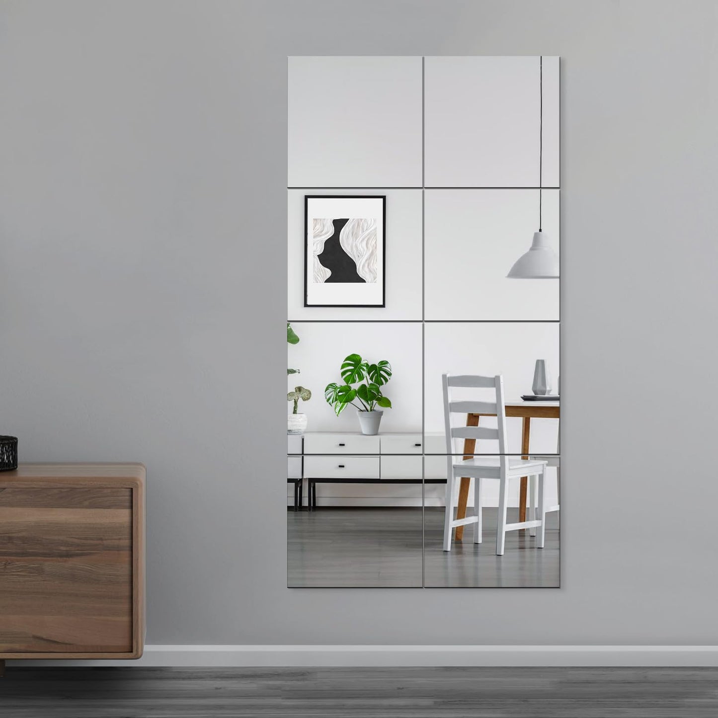 EVENLIVE® Full Length Mirror Tiles, 14''X 12'' 4 Pack-Self Adhesive Real Glass Frameless Wall Mirrors for Home Decoration