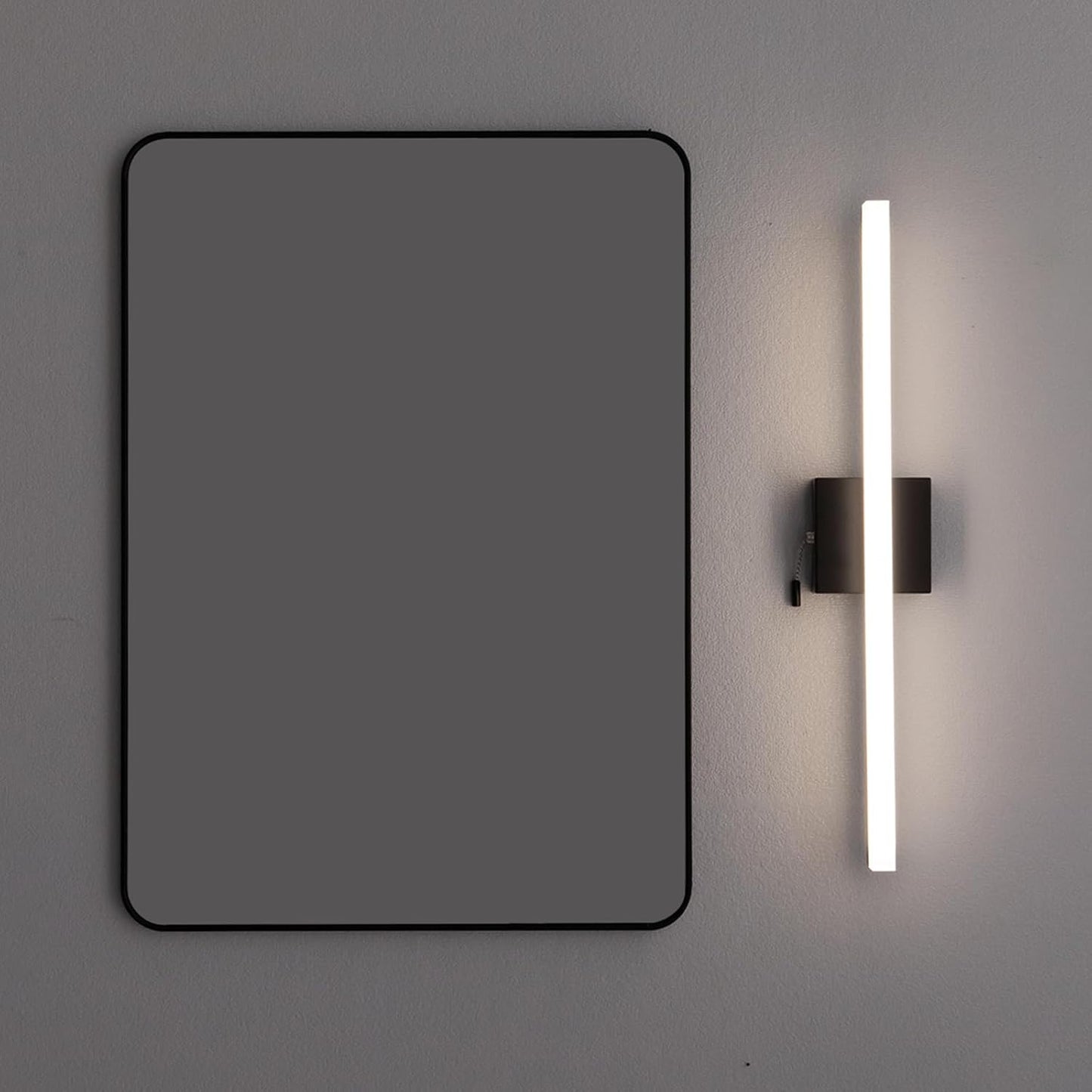 Black Modern Vanity Light Bar,23 inch Wall Lamp for Bathroom,Elegant Simple LED bar Light with 4000K,Pull Chain Switch on/Off