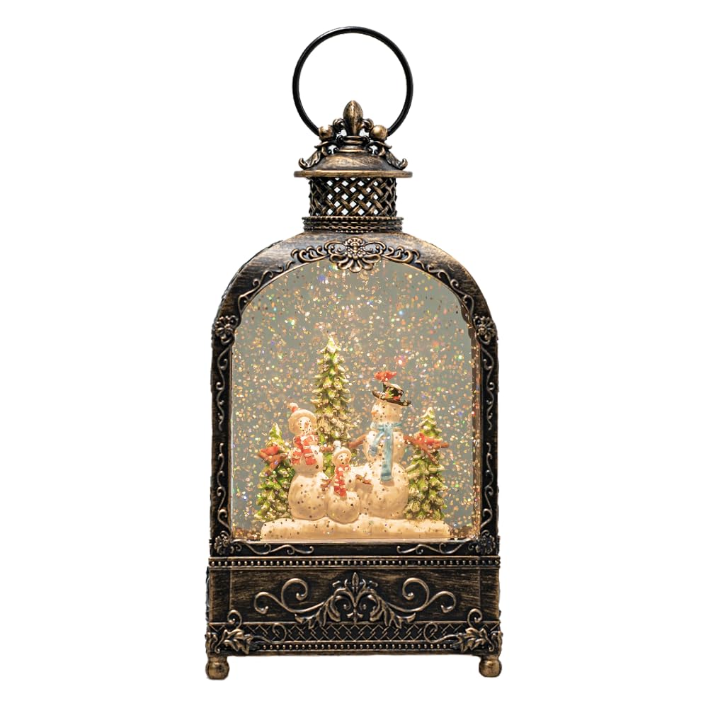 Christmas Snow Globes Lantern Christmas Snow Globe with Music Snowman Poetry,6H Timer,USB Lined/Battery Operated Lighted Lantern for Christmas Festival Decoration Gifts