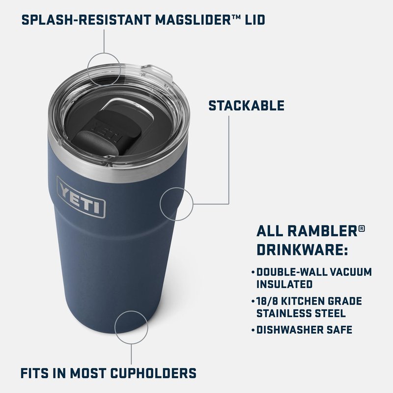YETI Rambler 20 oz Stackable Tumbler, Stainless Steel, Vacuum Insulated with MagSlider Lid, Cape Taupe