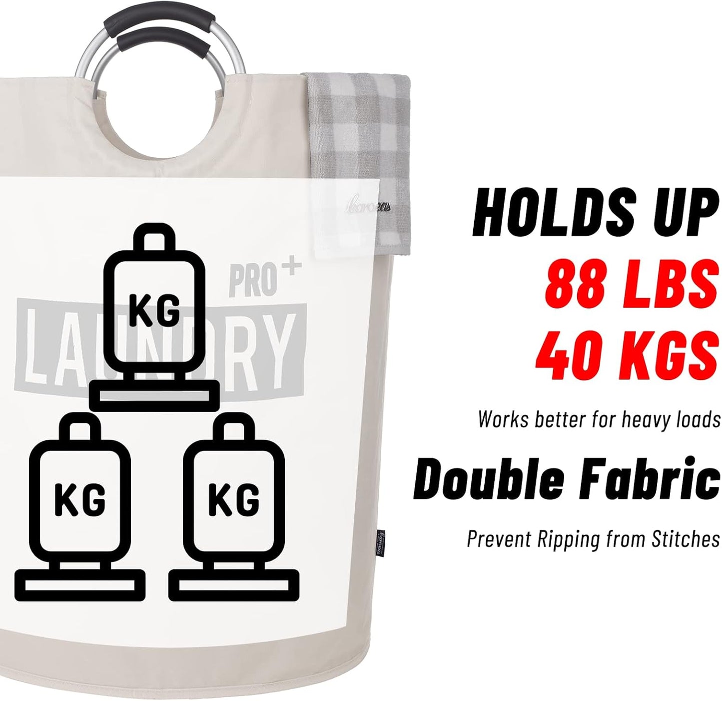 Caroeas Super Large 150L Laundry Basket - Waterproof & Collapsible Design with Padded Handles | Beige