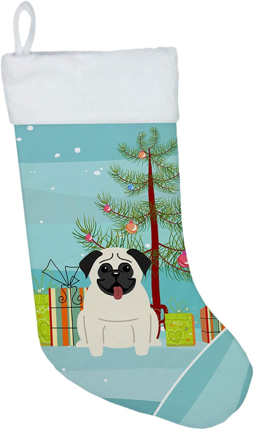 Merry Christmas Tree Dogue de Bordeaux Stocking - Festive Fireplace Decor for Holidays