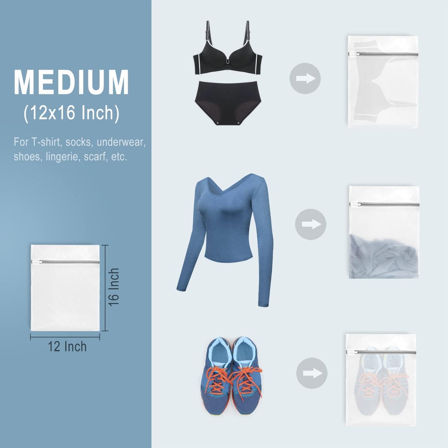 Muchfun Diamond Mesh Laundry Bags - 3 Durable Bags for Delicates | 12 x 16 Inches (Medium)