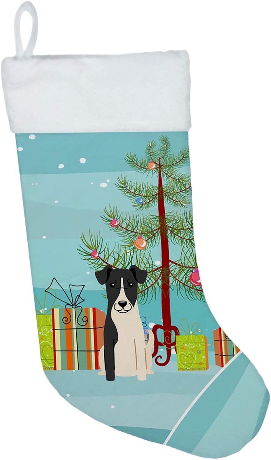 Merry Christmas Tree Dogue de Bordeaux Stocking - Festive Fireplace Decor for Holidays