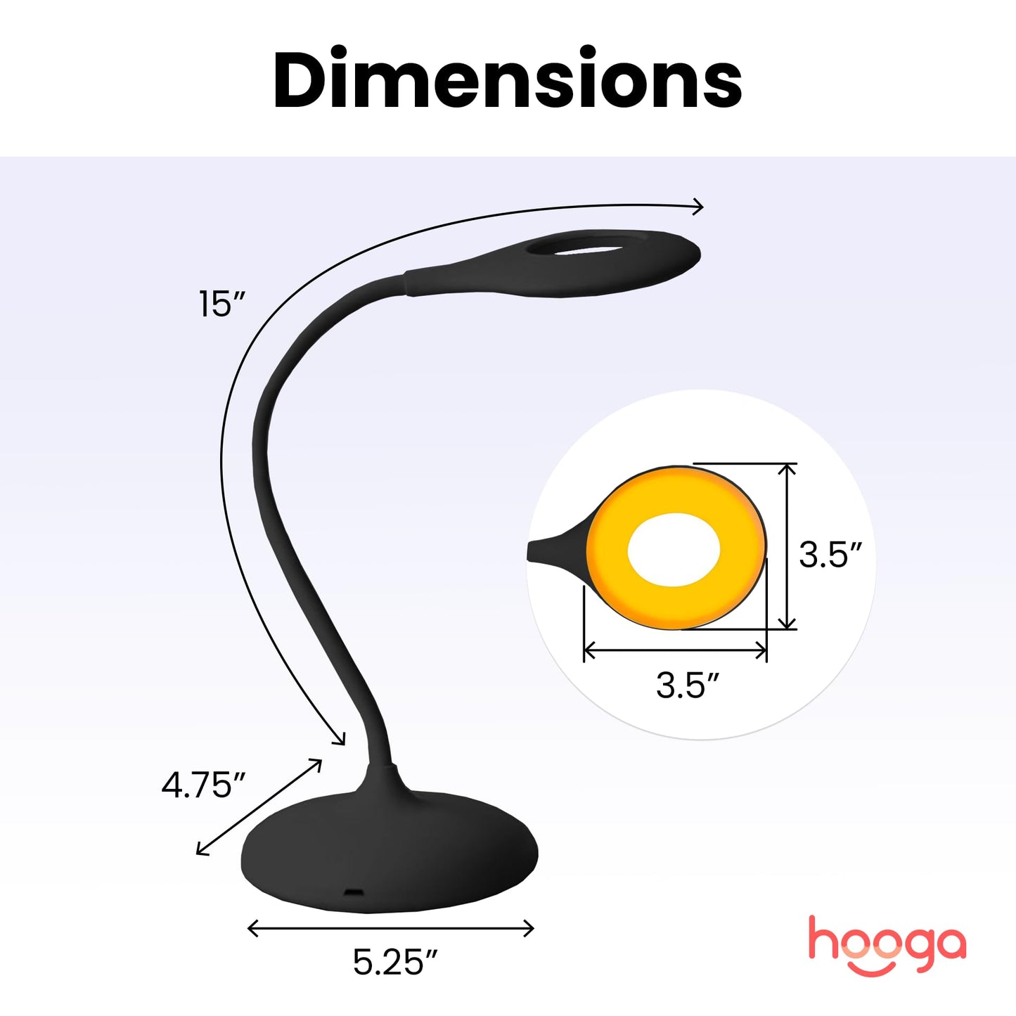 Hooga Desk Lamp, Blue Light Blocking, 3 Color Modes, 1600K Amber, Red, 4000K Full-Spectrum White Light. Office Lamp. Dimmable Reading Lamp. Reduces Eye Strain. Rechargeable. Circadian Rhythm Friendly.
