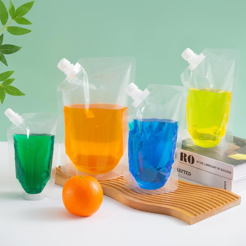 OHJJCCHO Plastic Flasks, Reusable Juice Bags, Leak-Proof, BPA-Free for Travel, Outdoor Sports, Concerts, Events(8OZx6-16OZx6-32OZx4)