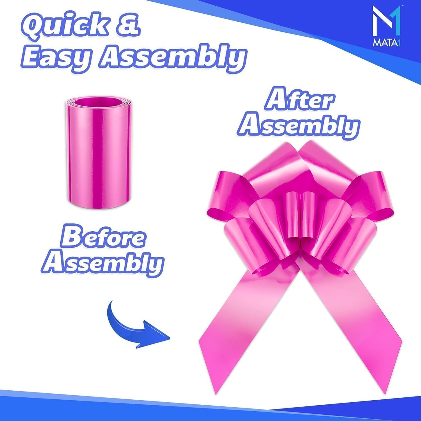 Mata1-USA Huge Pink Car Bow - 30 Inch Gift Wrapping Bow for Large Decorations | 12 Loops & Suction Cups