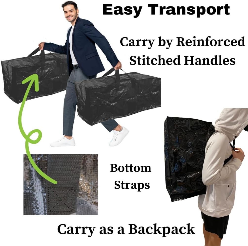 Extra Large Packing Bags for Moving - 5.5ft Storage Totes with Zippers & Handles for Cushions, Comforters, Camping