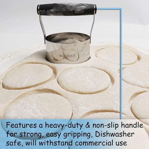 HULISEN 3.5 inch Biscuit Cutter, Stainless Steel Round Cookies Cutter with Soft Grip Handle, and Small Biscuit Cutter, Professional Baking Dough Tools, Gift Package
