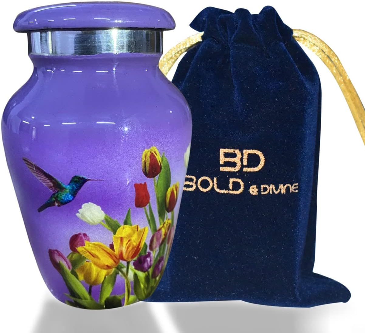 BOLD & DIVINE Adult Purple Hummingbird Cremation Urn | Human Ashes Adult Memorial urn, Burial, Funeral Cremation Urns | 200 Cubic Inches (Large Adult)