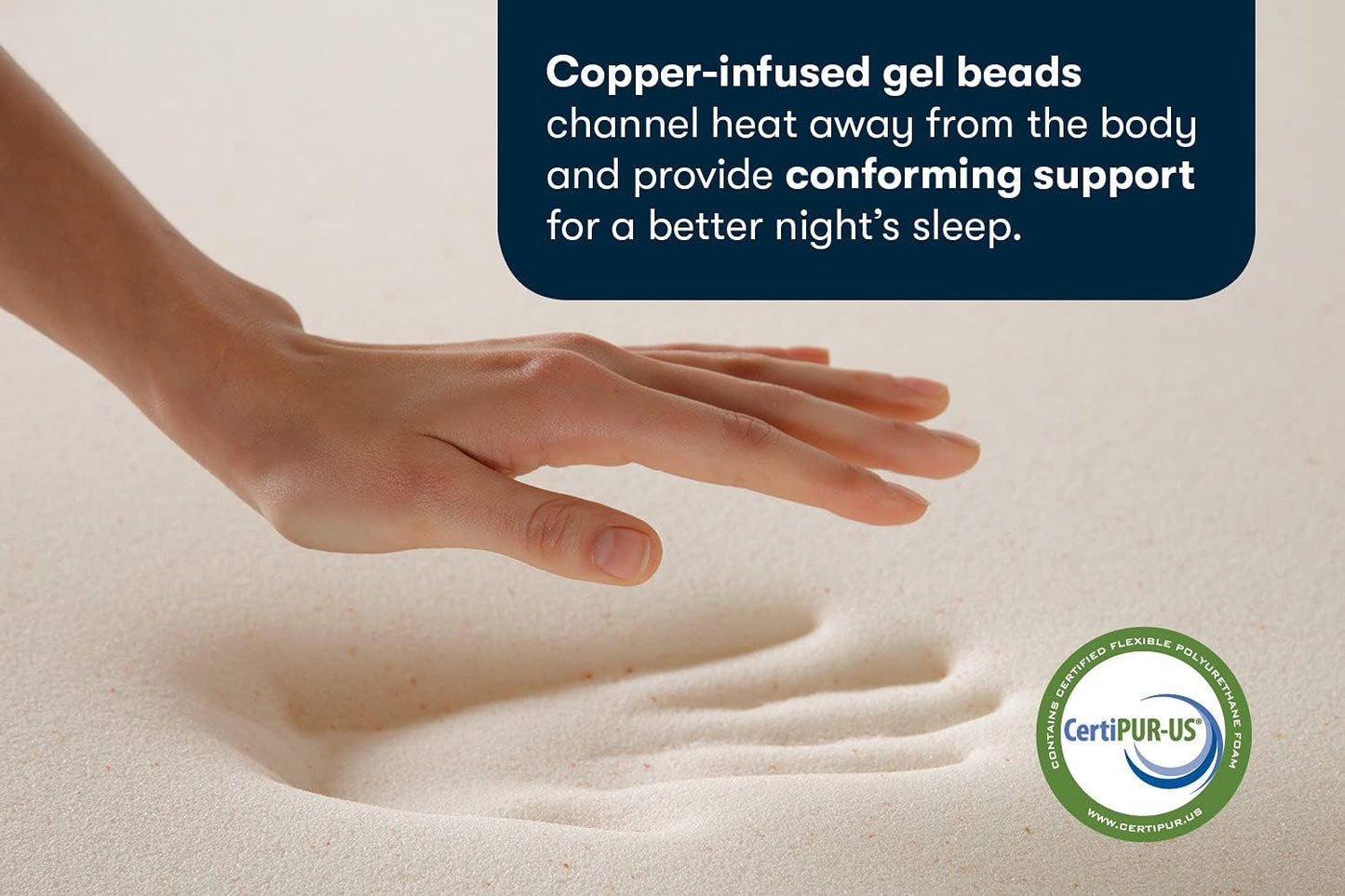 Serta CopperGel Cooling, Pressure-Relieving Memory Foam Mattress Topper, 2 Inch, Full