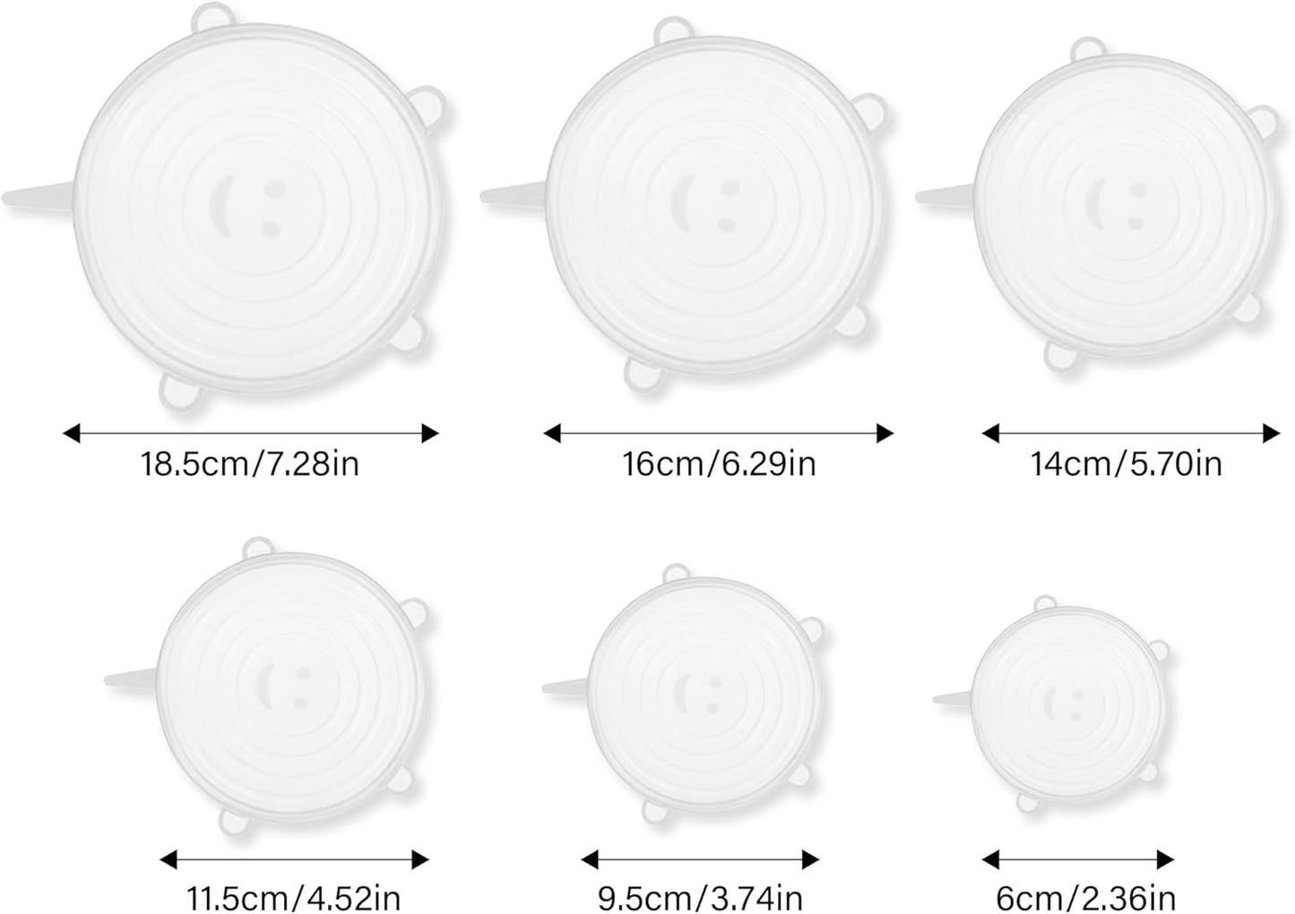 Skiennix 6 Pack Silicone Stretch Lids - Reusable Food Storage Covers for Bowls, Cups & Containers | Dishwasher & Freezer Safe