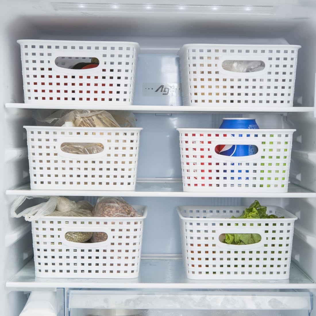 Skiennix White Plastic Woven Storage Baskets - 6-Pack Organizer for Kitchen, Office & Bathroom