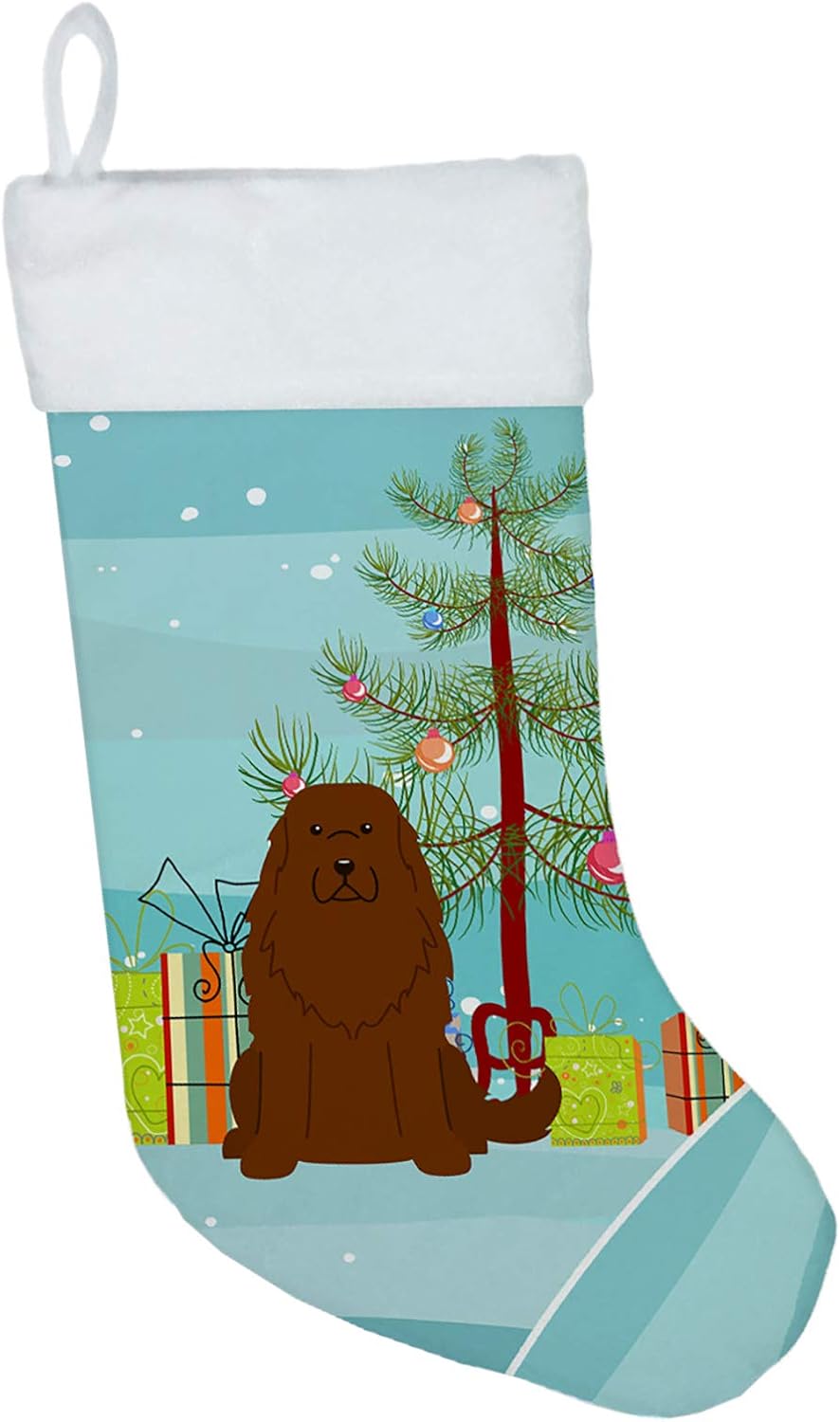 Merry Christmas Tree Dogue de Bordeaux Stocking - Festive Fireplace Decor for Holidays