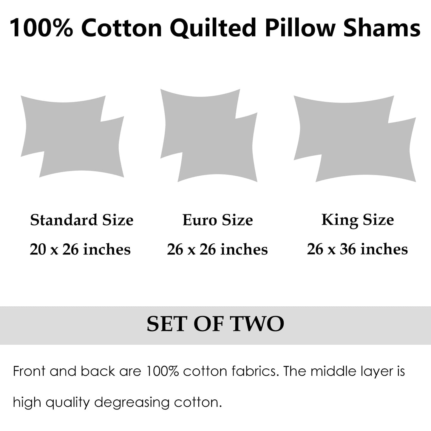 WINLIFE 100% Cotton Quilted Pillow Sham Floral Printed Pillow Cover Set of 2 (Standard Size, Coffee)