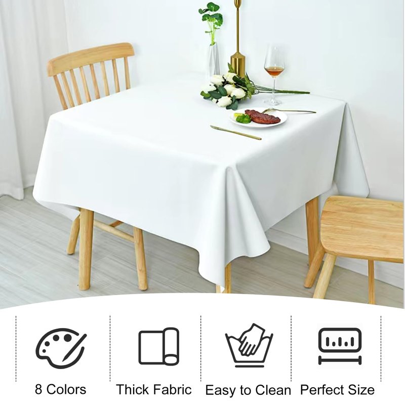 JALANCY 4 Pack Square Table Cloth 70x70 Inch White Tablecloth Machine Washable Fabric Polyester Table Cover for Dining, Buffet Parties, Picnic, Events, Weddings and Restaurants(White)