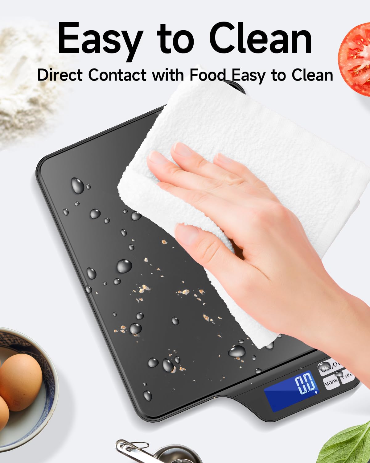KUBEI Large 5kg/11lb Kitchen Scale with 0.1g/0.01oz High Precision, USB Rechargeable Food Scale, Stainless Steel Pan, with Tare Function,for Baking Cooking Coffee Package Postage