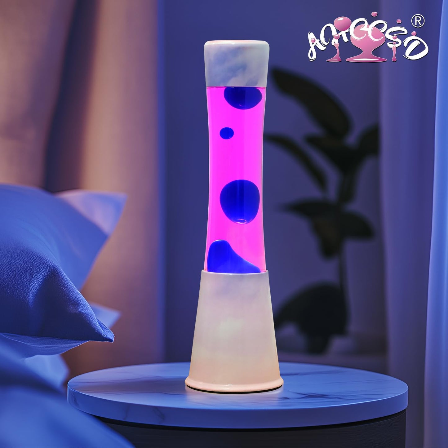 AHCCSD 16 Inch Pink Cloud Magma Lamp,Motion Liquid Lamp Pink Liquid with Purple Wax Pink Blue Gradient Base Relaxing Gorgeous Lamp for Adults Kids Women Girls Christmas Great Gift
