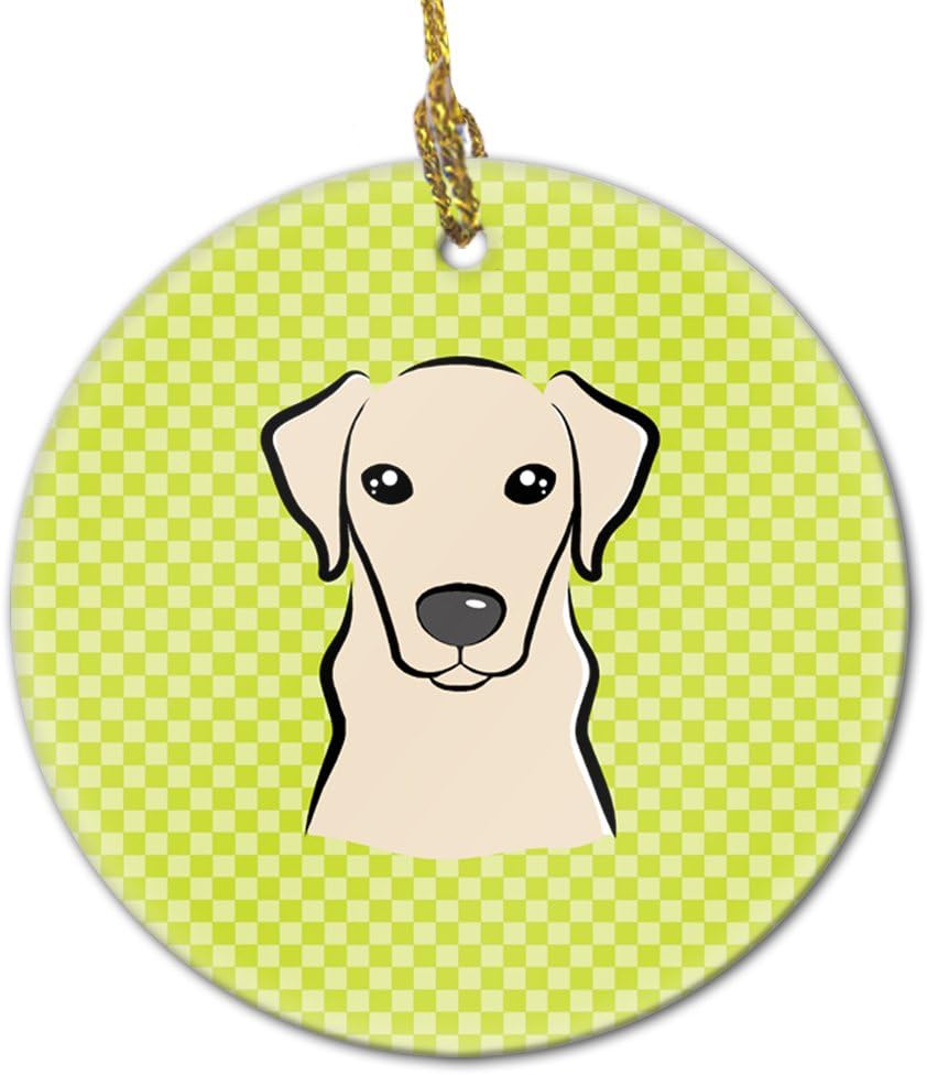 Blue Wire Haired Fox Terrier Ceramic Ornament - Checkerboard Christmas Tree Decoration, 3 in
