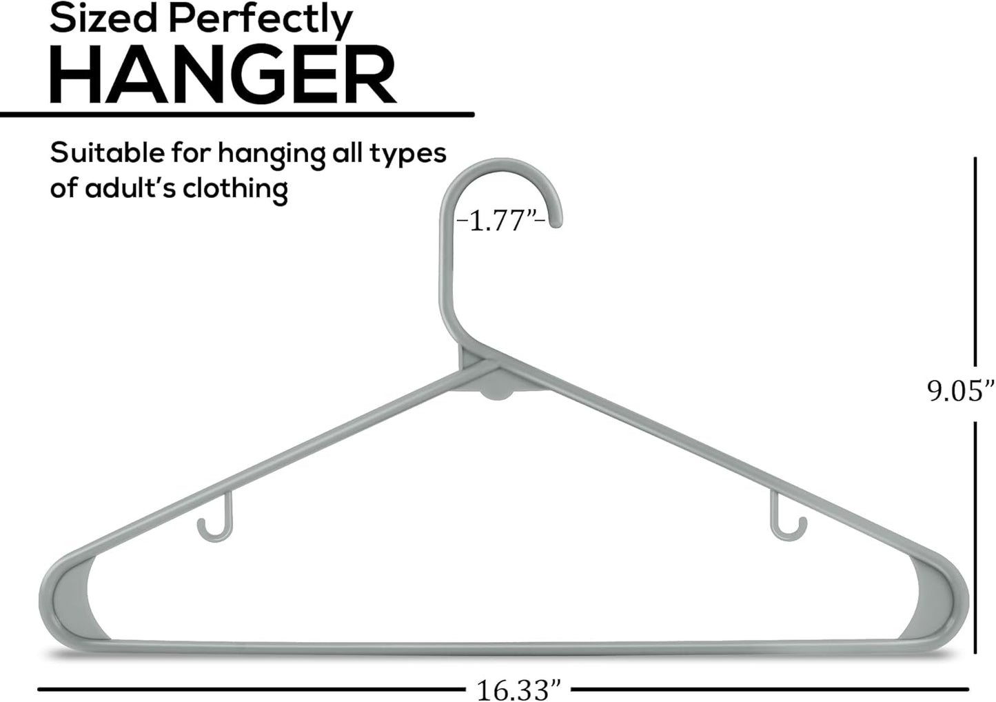 Utopia Home Plastic Hangers 50 Pack - Durable Space-Saving Closet Organizers - Ideal for Shirts, Pants, & Coats (Grey)