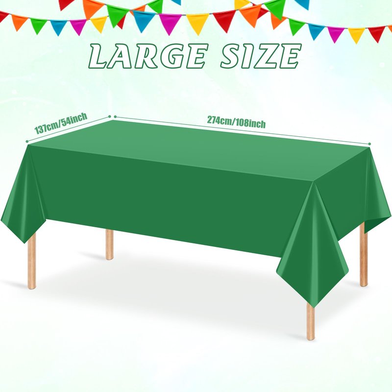 YIDAKO 6Pcs Green Tablecloths for Rectangle Tables,Disposable Plastic Table Cloth,Waterproof Green Table Cover for Graduation Birthdays Weddings Anniversary Party Decorations,54 x 108 Inch