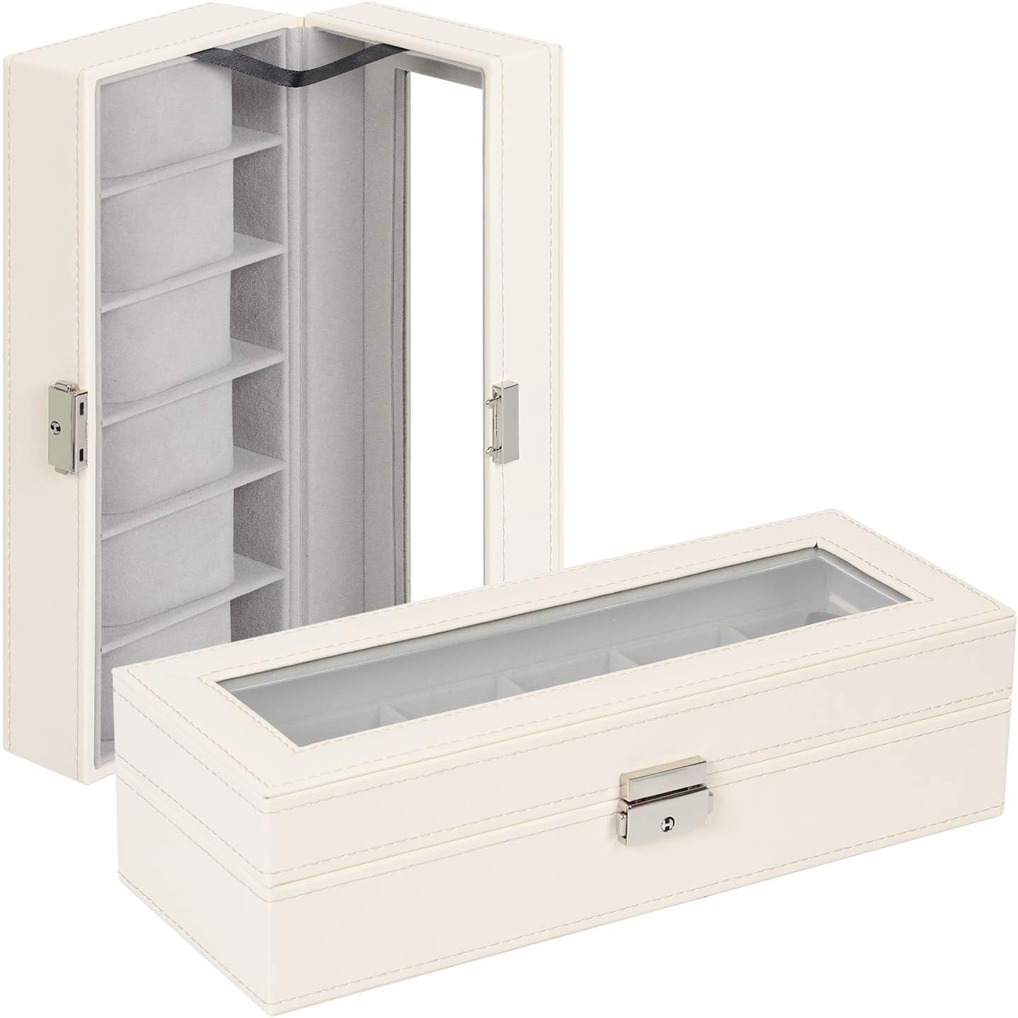 Men's Black 6-Slot Watch Box Organizer | Elegant Display & Storage Case