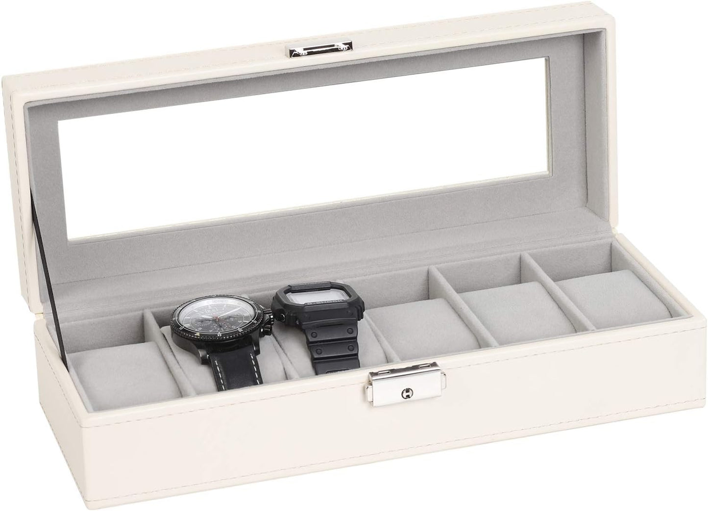 Men's Black 6-Slot Watch Box Organizer | Elegant Display & Storage Case