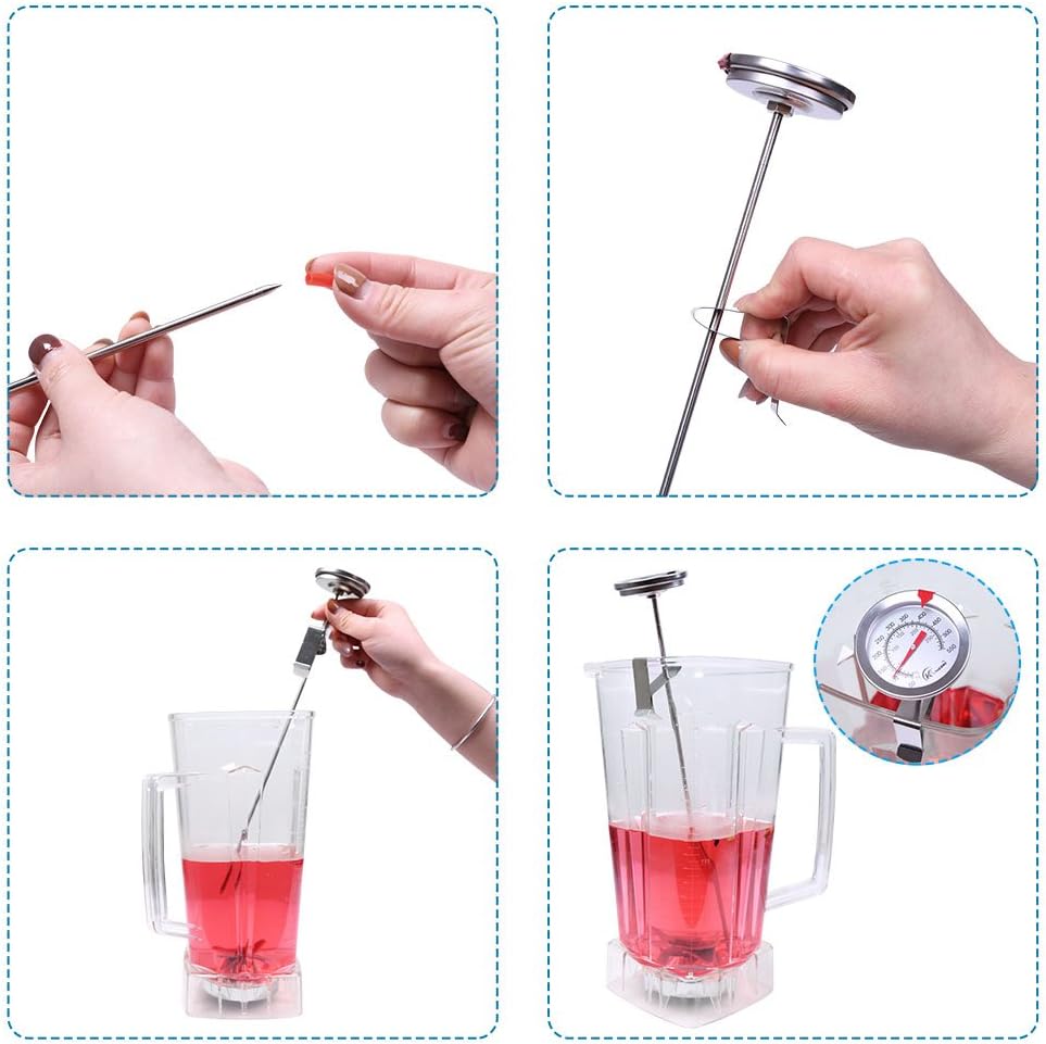 KT THERMO Candy & Deep Fry Thermometer - Instant Read Dial with 12" Stainless Steel Stem | Ideal for Turkey & BBQ Cooking