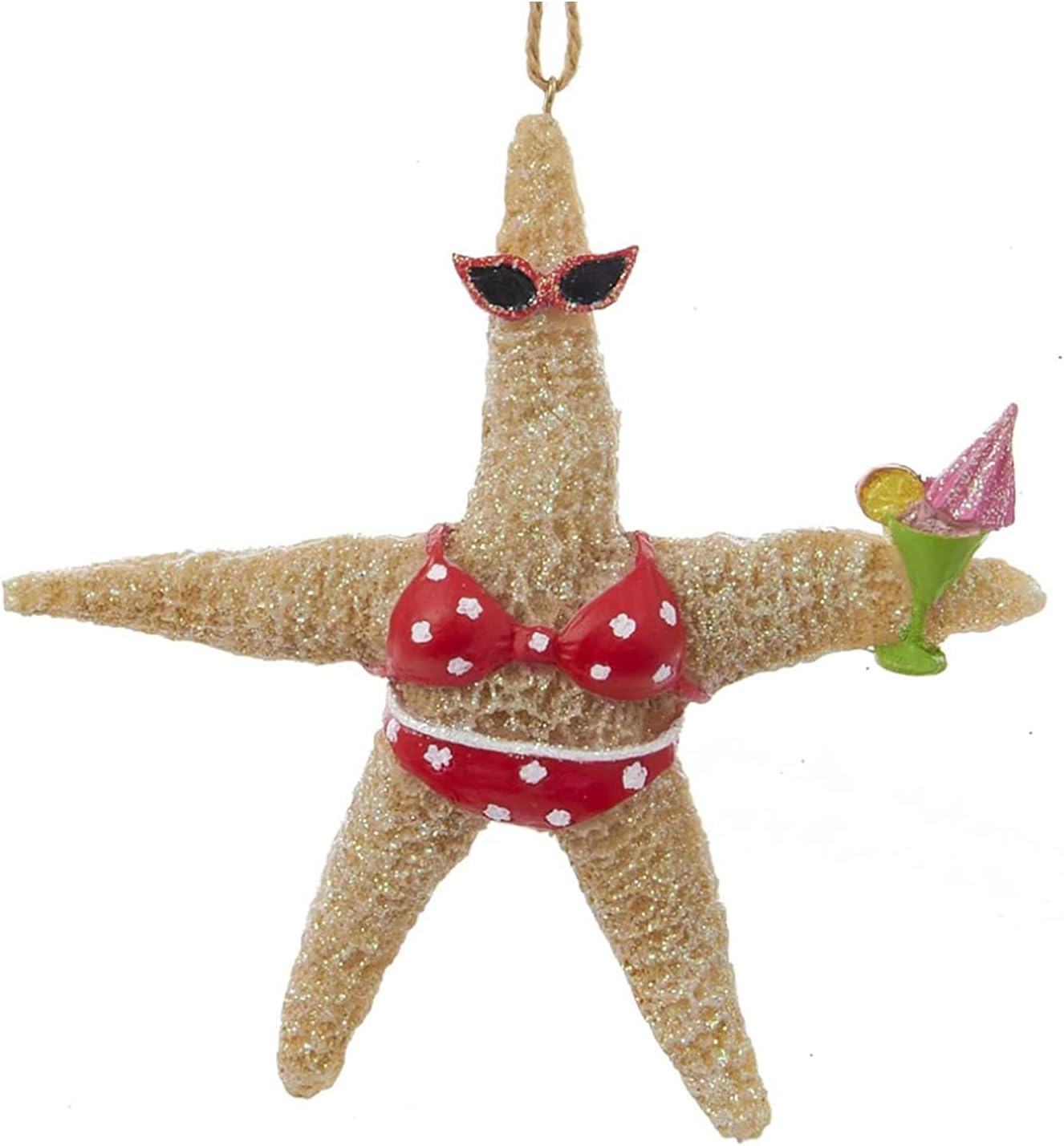 Beach Style Starfish Couple Christmas Tree Ornaments Set - 2 Pack with Twine Hanger