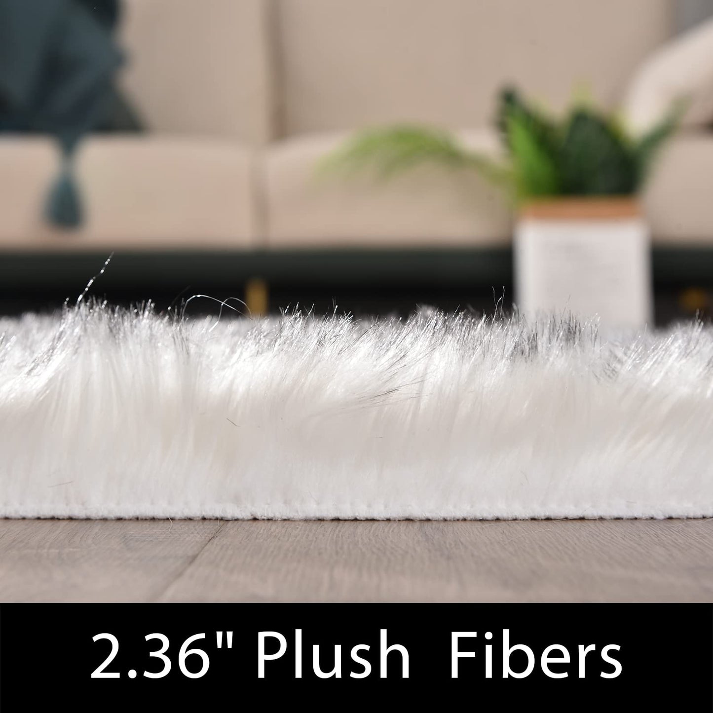 Latepis Faux Fur Rug White with Grey Tips 2x8 Runner Rug for Hallway Fluffy Rugs Furry Rugs Shag Rug Washable Rug for Living Room Hallway Rug Rectangle