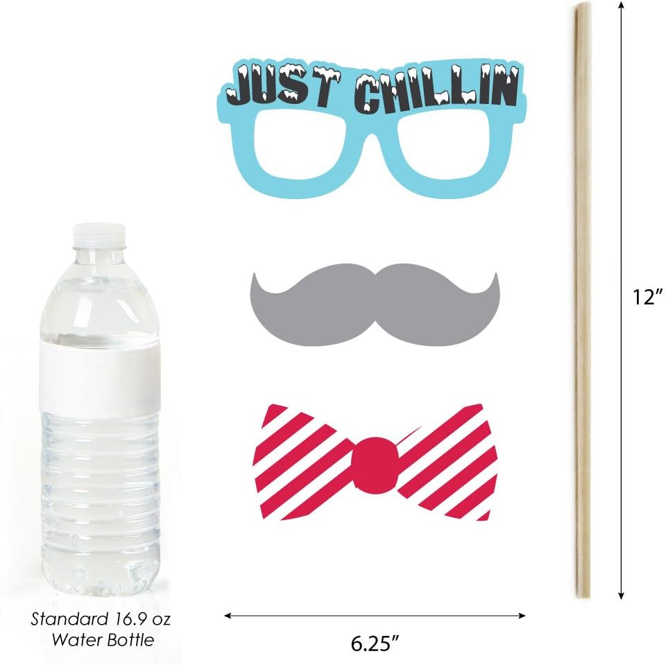 Holly Jolly Penguin Christmas Photo Booth Props Kit - 20 Fun Holiday Accessories