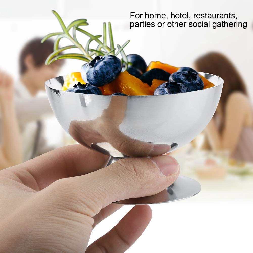 Ice Cream Cup, 7 Oz Stainless Steel Dessert Cups Resuable Cute Sundae Serving Bowl for Dessert, Sundae, Pudding, Salad, Fruit, Snack, Cocktail, Yogurt, Condiment, Trifle (4, Tall + Short)