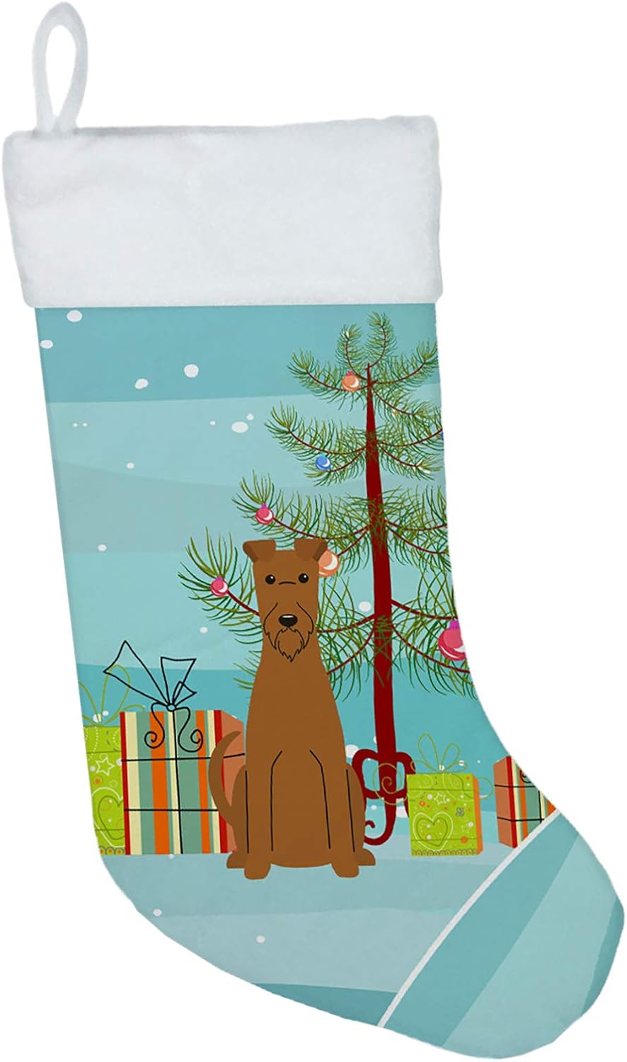 Merry Christmas Tree Dogue de Bordeaux Stocking - Festive Fireplace Decor for Holidays