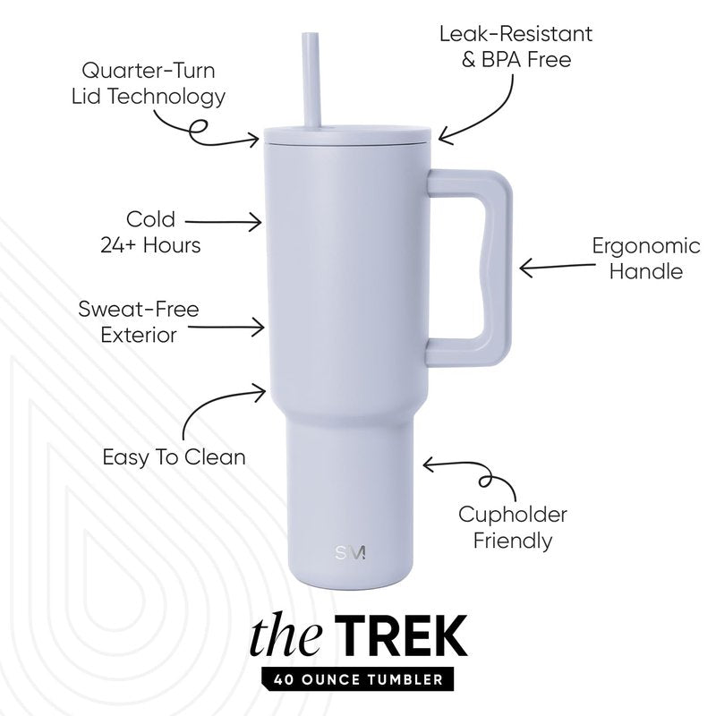 Simple Modern 40 oz Trek Tumbler with Handle and Straw Lid | Cup Holder Friendly Insulated Stainless Steel Travel Mug | Dreamscape