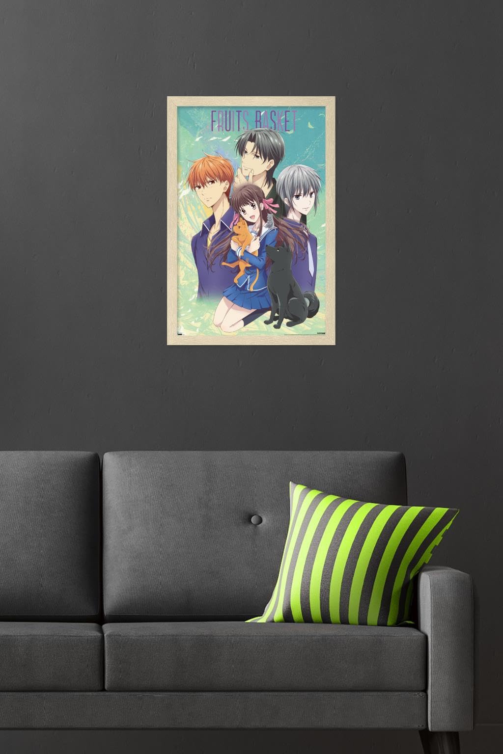 Fruits Basket - Art Work Wall Poster, 22.4L" x 14.7W", Blonde Framed Version