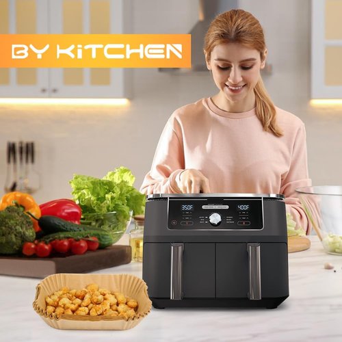 BYKITCHEN Air Fryer Liners - Set of 120 Rectangle Disposable Liners for Ninja Dual Air Fryers | Compatible with DZ201, DZ401, DZ550, SL401, Instant Vortex