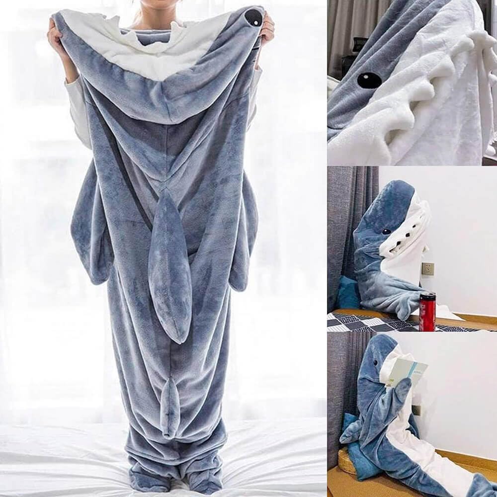 Shark Blanket Hoodie Adult, Wearable Shark Blanket, Shark Sleeping Bag, Soft Cozy Warm Flannel Hoodie, Shark Blanket Onesie