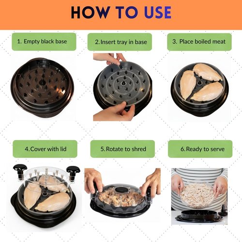 Chicken Shredder Tool by Twist - Ergonomic 10" Shredder with Tray, Brush & Tongs for Easy Meat Shredding