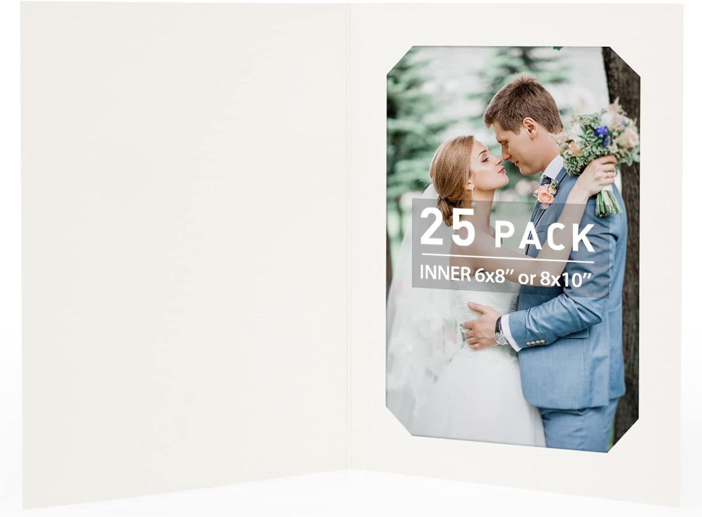 Pack of 25 Ivory Photo Folders - 6x8 & 8x10 Cardboard Frames for Graduation, Weddings & Events