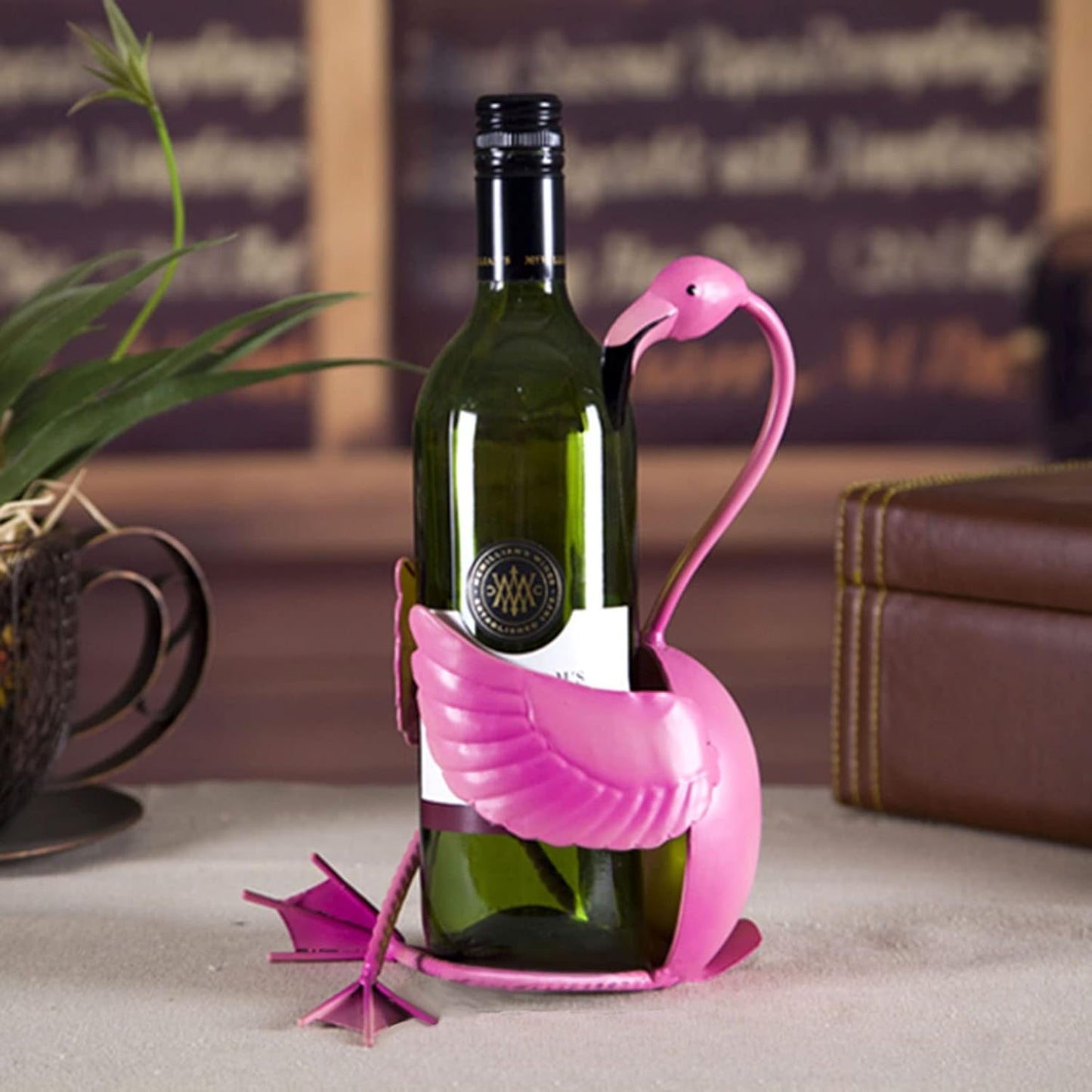 Flamingo Wine Holder - Metal Sculpture Wine Shelf for Home Decor & Crafts