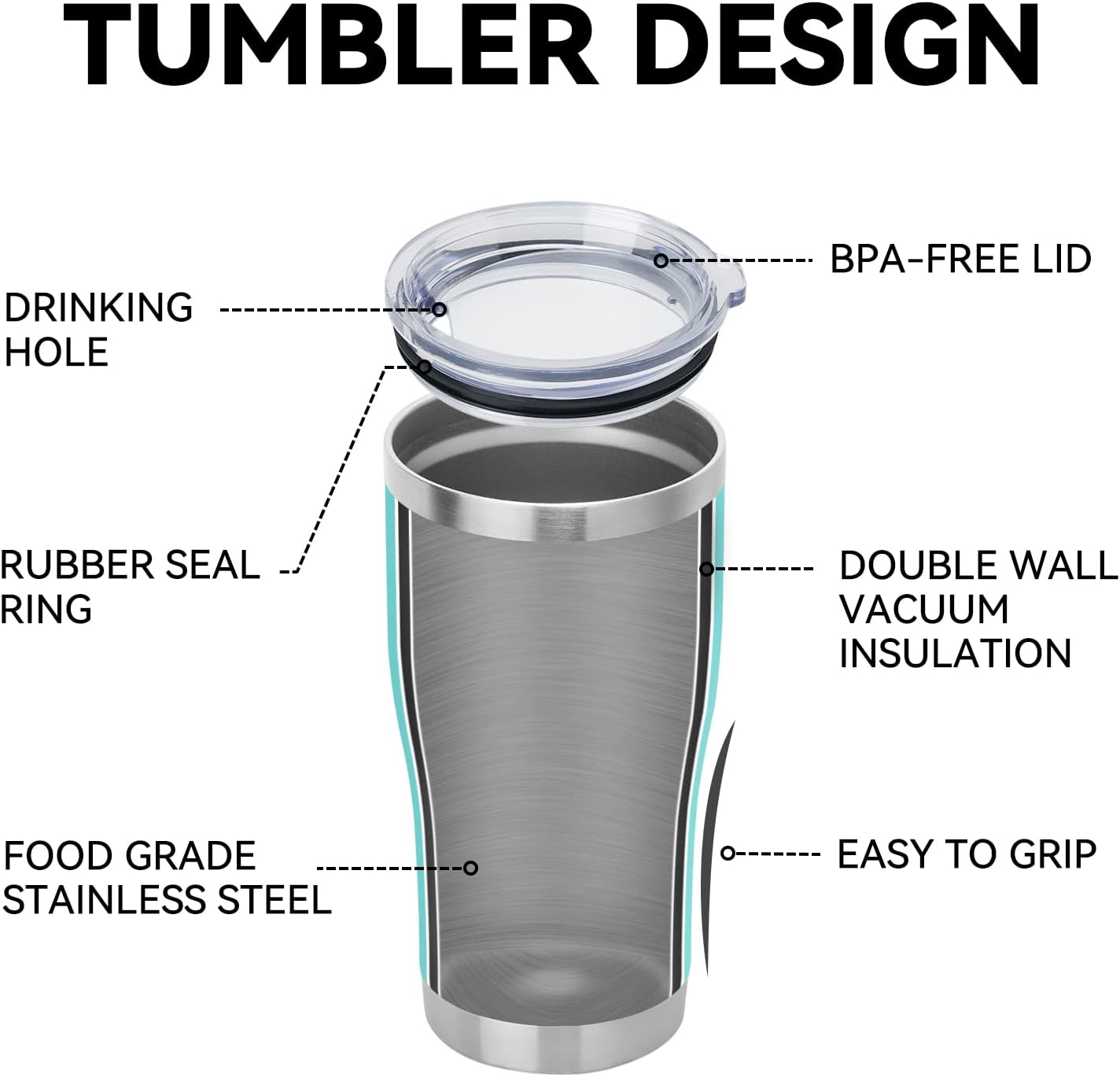 DOMICARE 20oz Tumbler with Lid Stainless Steel Tumblers Bulk, Double Wall Vacuum Insulated Coffee Travel Mug Powder Coated Tumbler, 8 Pack Purple