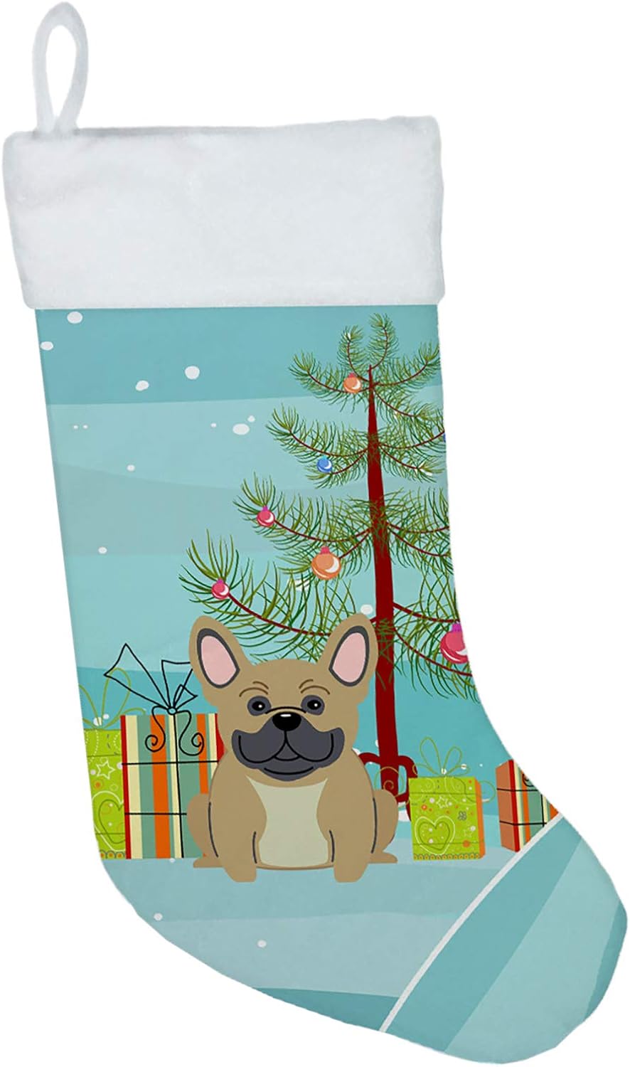 Merry Christmas Tree Dogue de Bordeaux Stocking - Festive Fireplace Decor for Holidays
