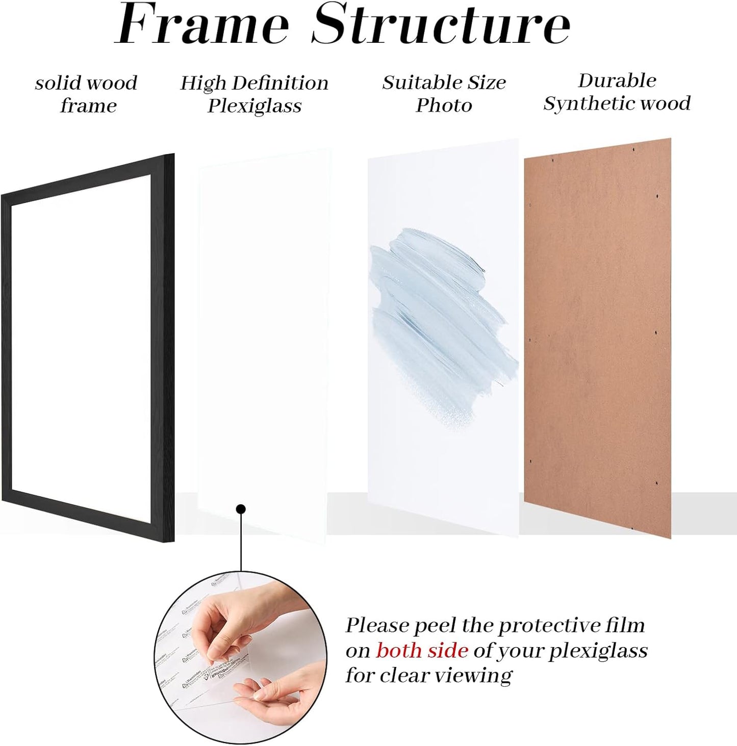 wyooxoo 20x20 Poster Frame Picture Frame Set of 3 Black Solid Wood with Plexiglass Gallery Wall Frame for Photos, Artworks, Posters,Puzzle
