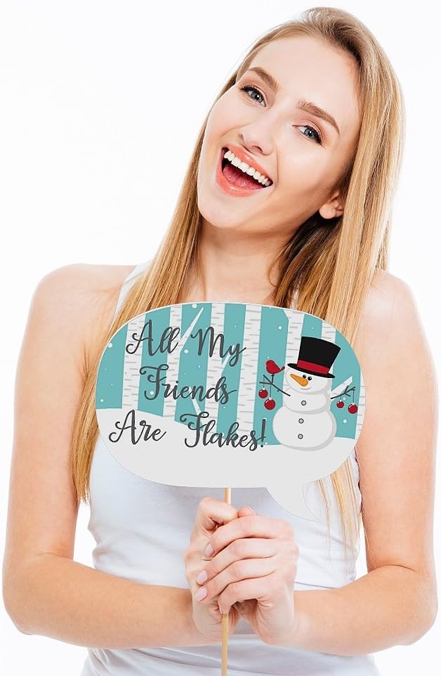 Let It Snow Snowman Photo Booth Props Kit - 20 Holiday Party Accessories