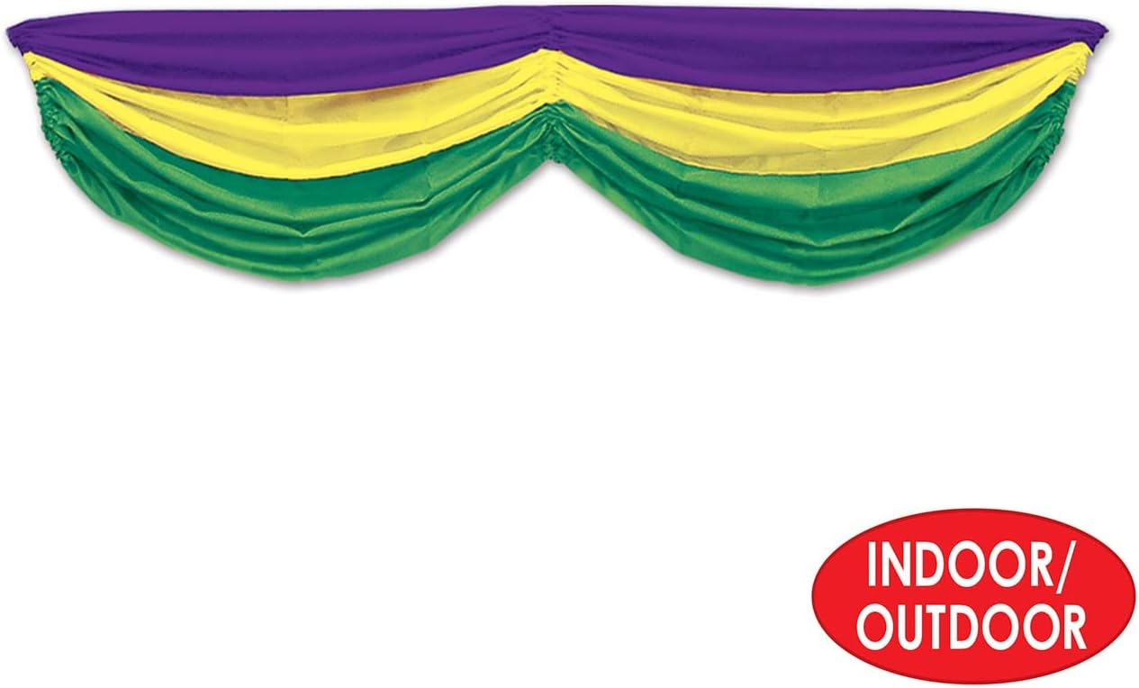 Comedy & Tragedy Faces Fabric Bunting - 5ft 10in Green Gold Purple Decoration