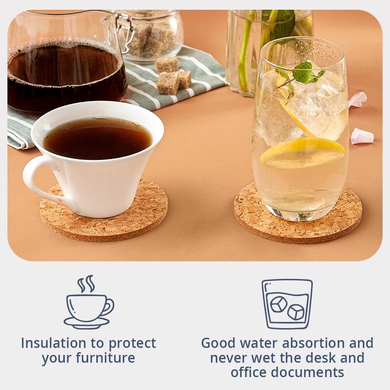 LIFVER Cork Coaster for Drinks with Holder, 8 Pcs Absorbent Coasters, Outdoor Coasters for Wooden Table Protection, Suitable for Kinds of Cups, House Warming Gifts 4 Inches